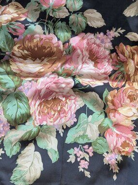 Echo silk scarf with hand rolled hem. Stunning floral design. Mother's Day soon!
